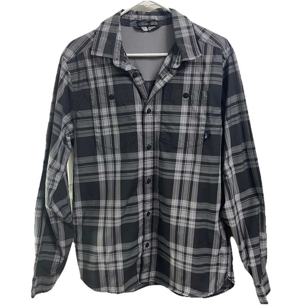 The North Face Men's Gray Plaid Long Sleeve Button Down‎ Dress Shirt Sz. M